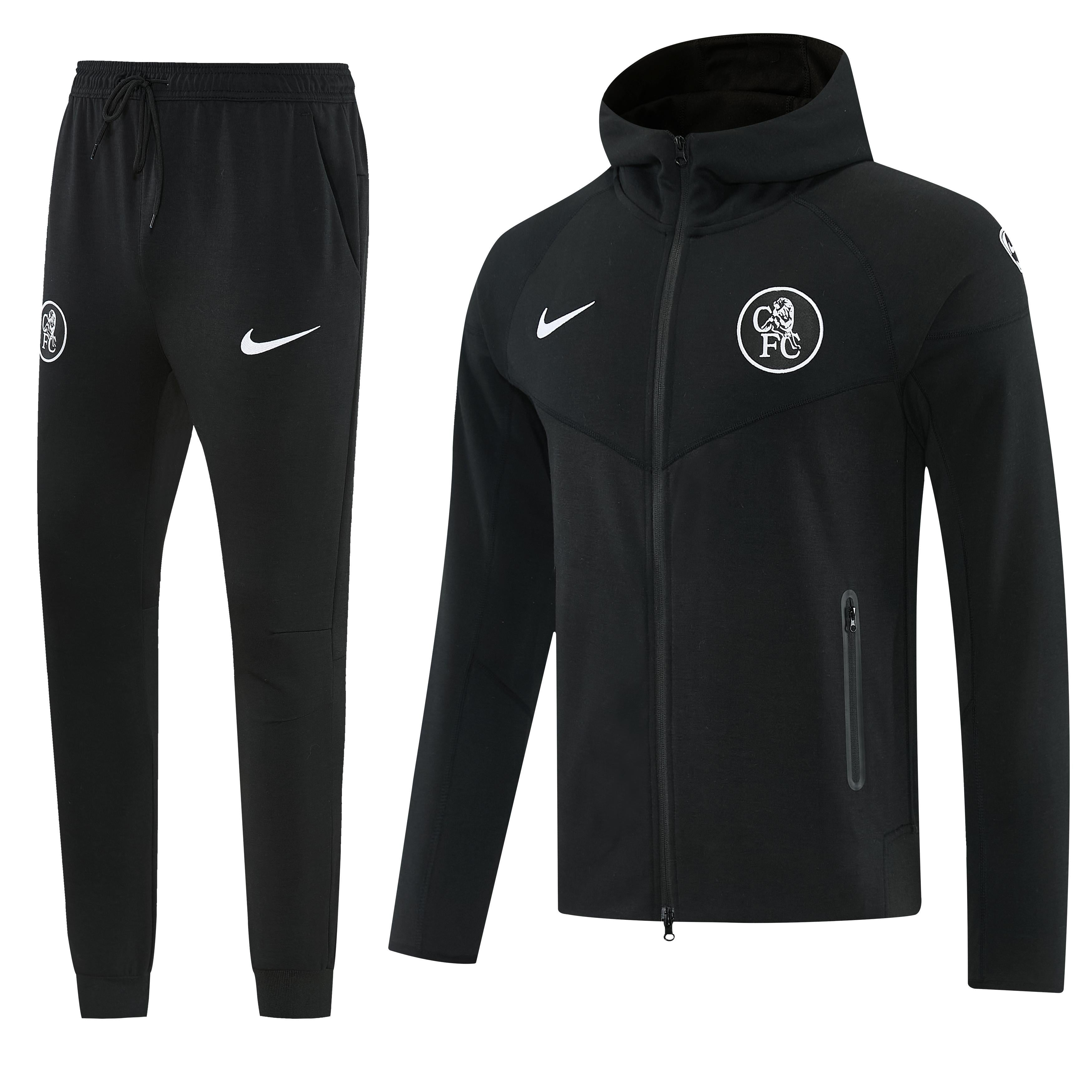 2025/26 Chelsea Black Tracksuit with hoodie