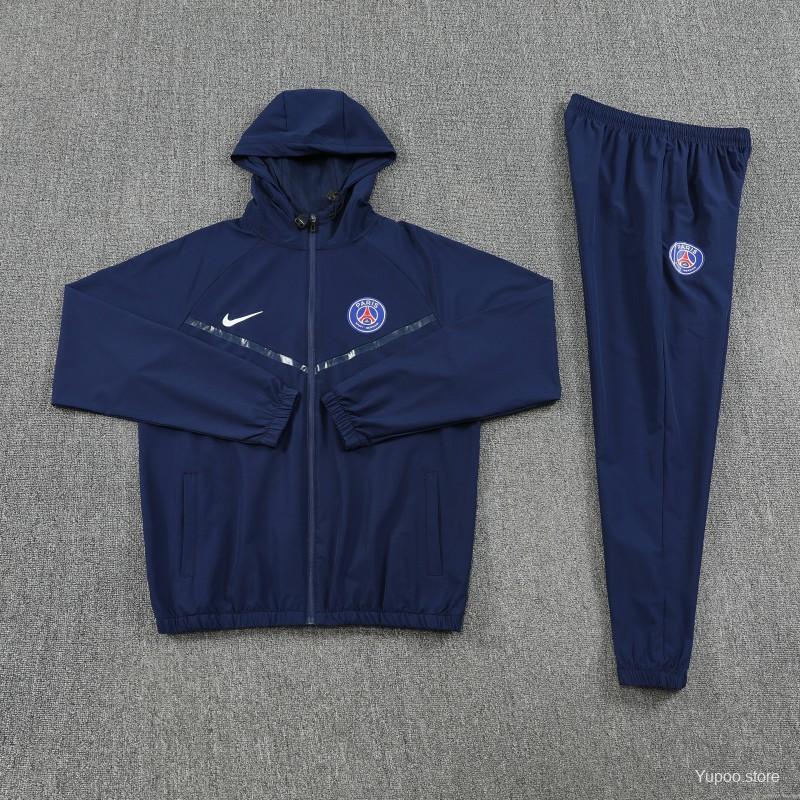 2025/26 Paris Saint Germain Blue Tracksuit with hoodie