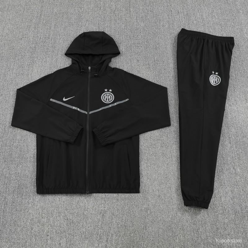 2025/26 Inter Black Tracksuit with hoodie