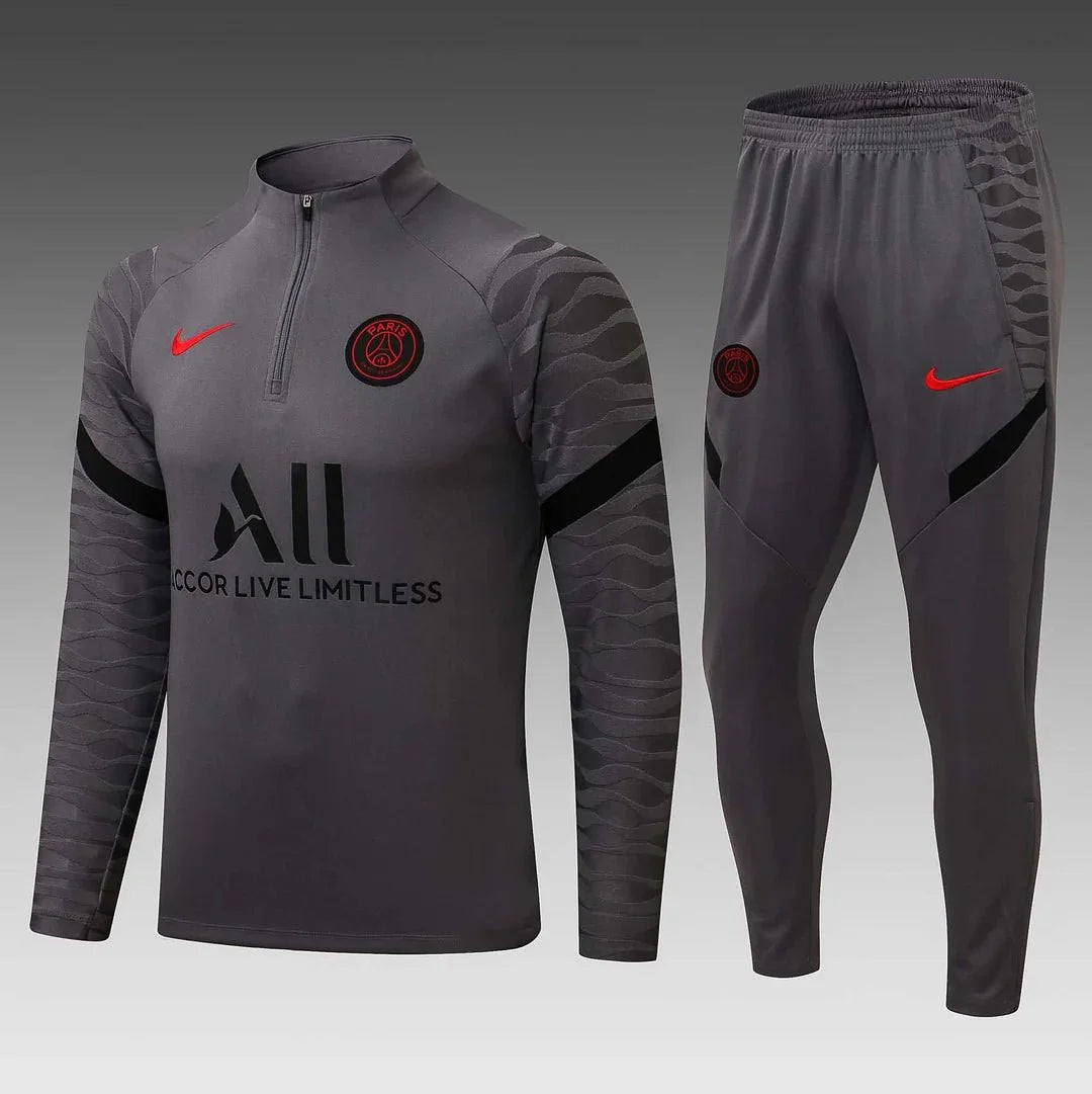 2021/2022 Psg Paris Saint-Germain Half-Pull Training Suit Gray Set
